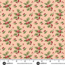 Jingle Bell A-10351-E Holly Branch Strawberry Creme by Edyta Sitar for Andover Fabrics