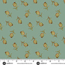 Jingle Bell A-10353-B Ornamental Tulips Vintage Blue by Edyta Sitar for Andover Fabrics