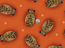 July Moon BA-00019 Orange Allover Owls by Betty Albert-Licenz for International Textiles