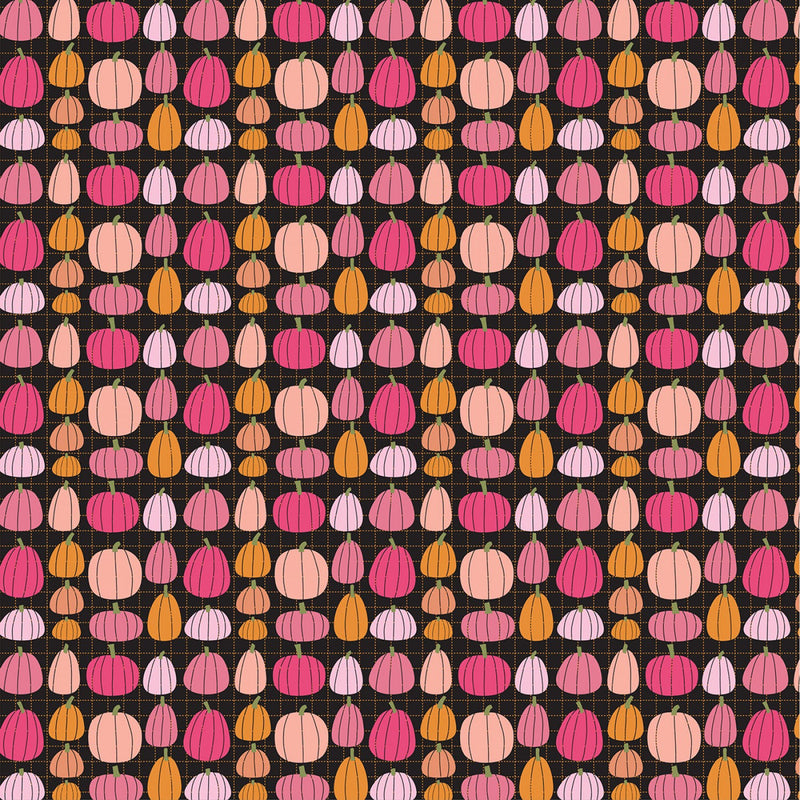 Kitty Loves Candy KC23904 Pumpkin Patch Black by Poppie Cotton