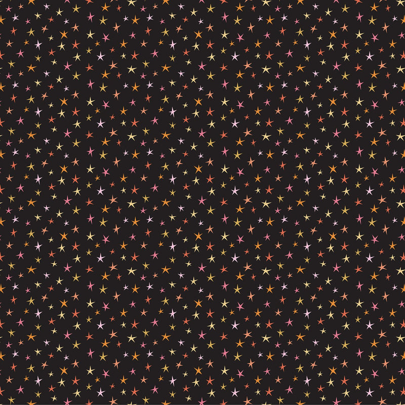 Kitty Loves Candy KC23918 Sparkly Stars Black by Poppie Cotton