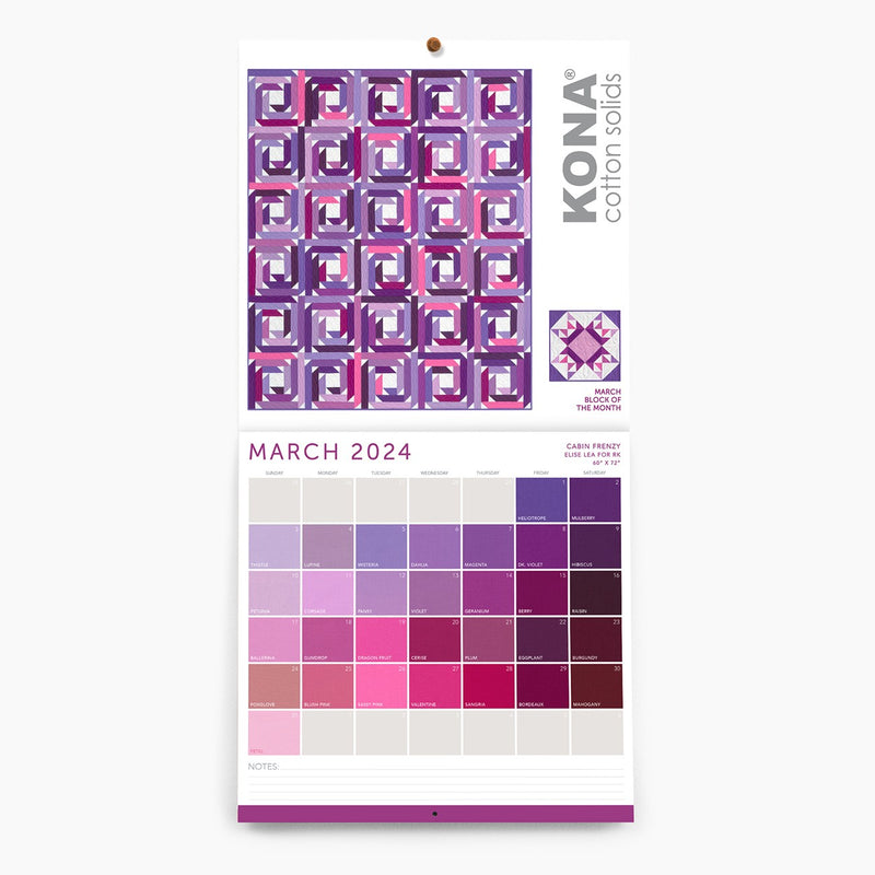 Kona Cotton Solids 2024 Wall Calendar