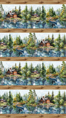 Lakeside Retreat DP28481-36 Brown Multi Border Stripe by Deborah Edwards Northcott Studio for Northcott