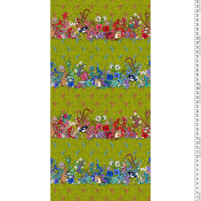 Language of Flowers PWOB100.GREEN Hedgerow by Odile Bailloeul for FreeSpirit Fabrics