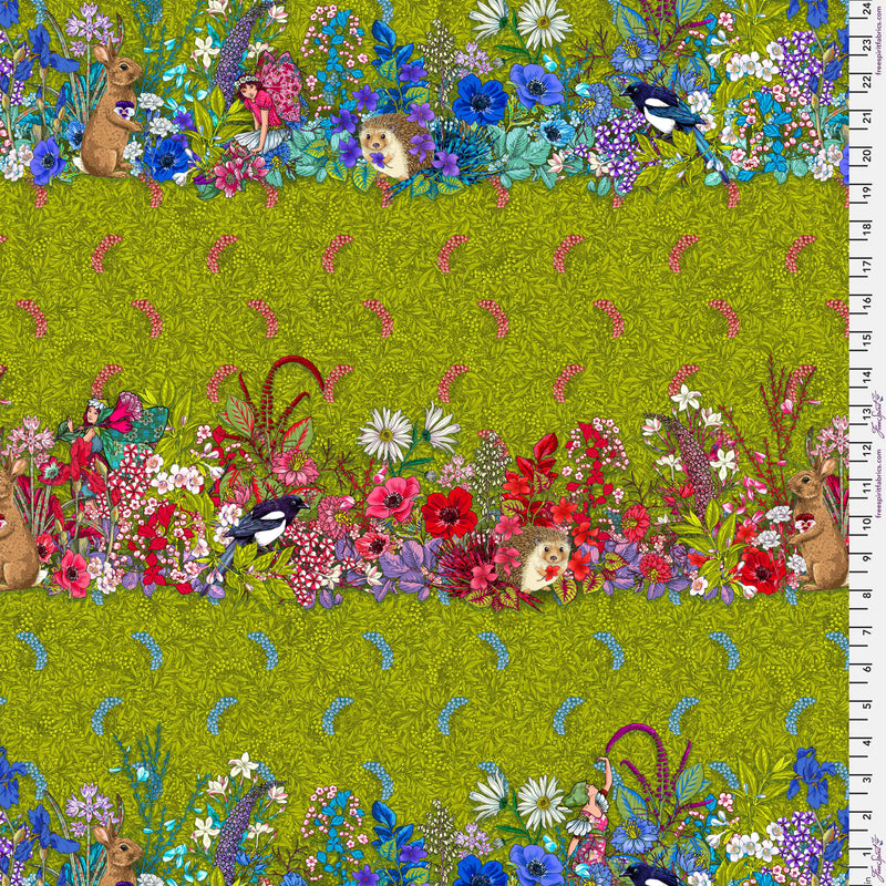 Language of Flowers PWOB100.GREEN Hedgerow by Odile Bailloeul for FreeSpirit Fabrics