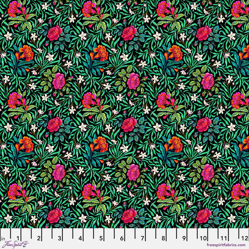 Language of Flowers PWOB107.NOIR SM Victorian by Odile Bailloeul for FreeSpirit Fabrics