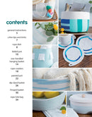 Table of contents for "Learn to Make Rope Baskets" with images of woven baskets and items.