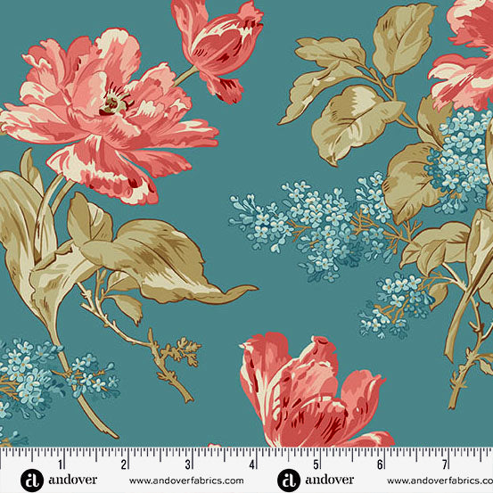 Lighthouse A-1472-LB Summer Breeze Front Porch Bouquet by Edyta Sitar for Andover Fabrics