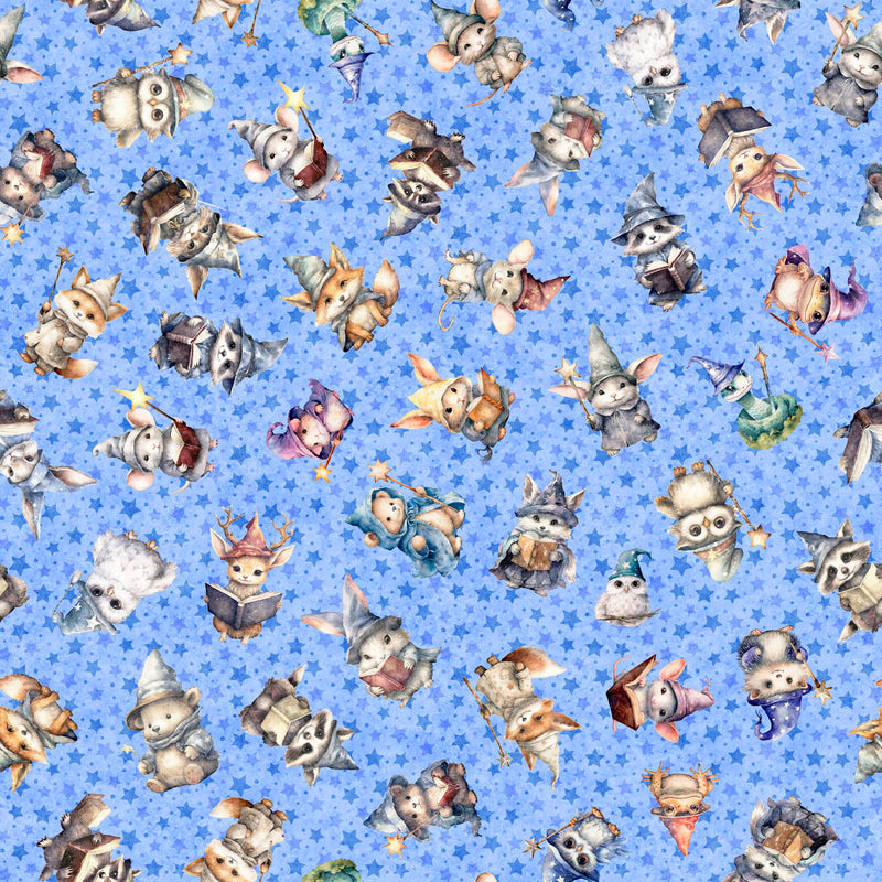 Lil' Wizards 30551-B Blue Wizard Toss by Morris Creative Group for QT Fabrics