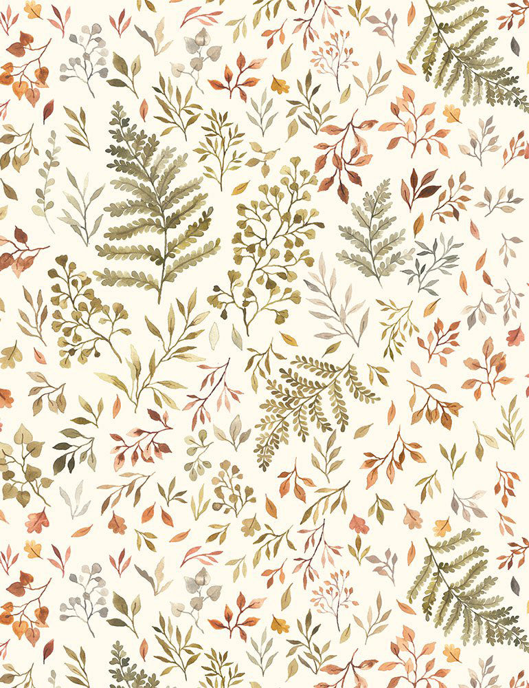 Little Forest STELLA-DNS1906 CREAM Autumn Ferns & Leaves by Nina Stajner for Dear Stella