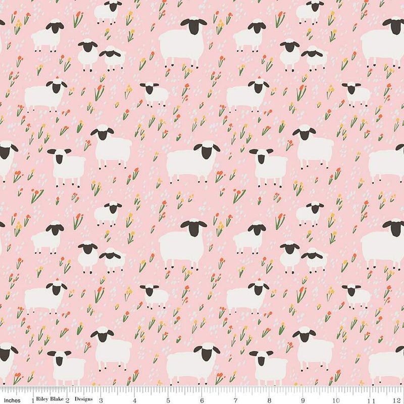 Little Lambs Flannel F16027-PINK by RBD Designers for Riley Blake Designs.