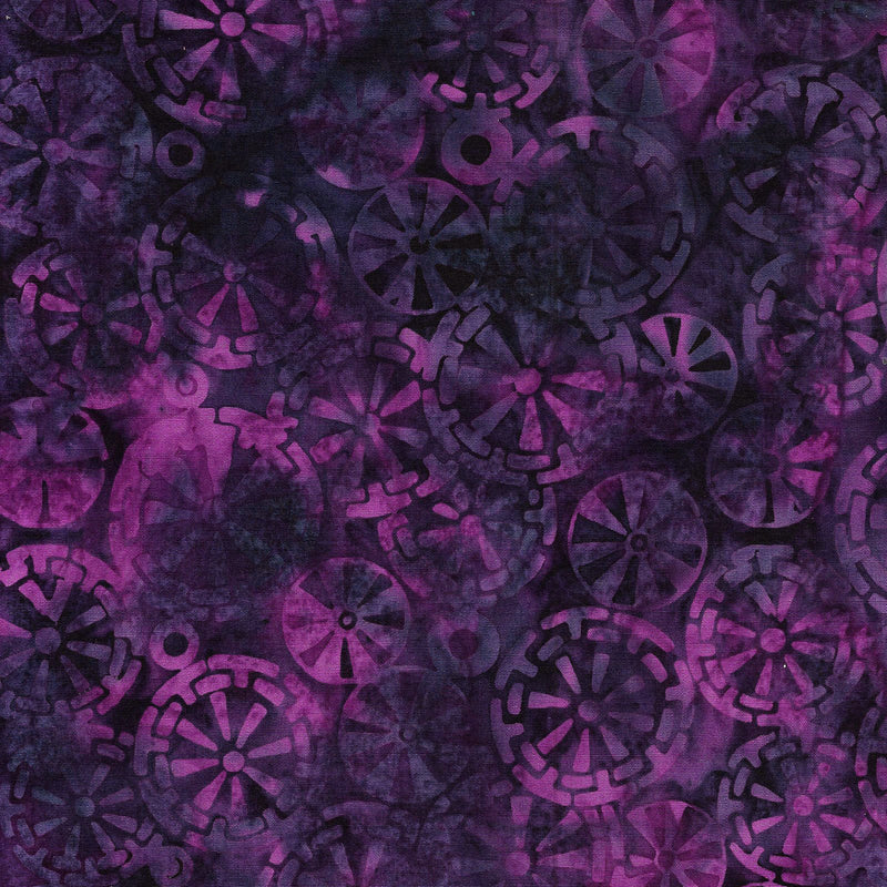 Local Motion Batik 122317470 Circle Gears Purple by Island Batik