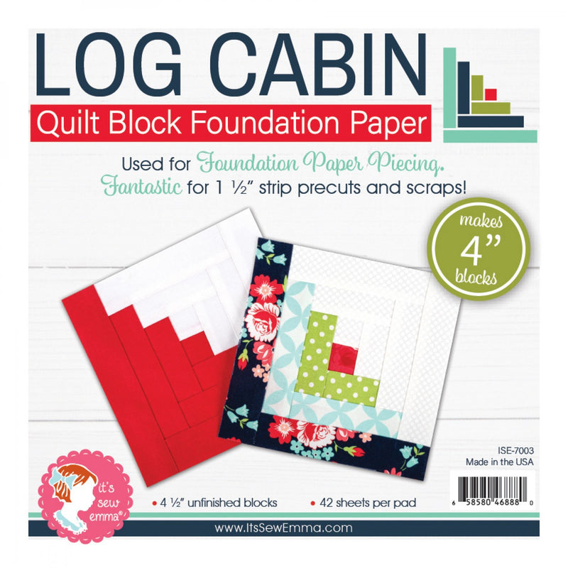 4in Log Cabin Quilt Block Foundation Papers It's Sew Emma