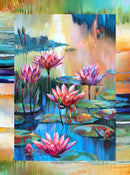 Lotus Panel DP28420-46 Lotus Panel Dk Blue Multi by Tim Parker for Northcott