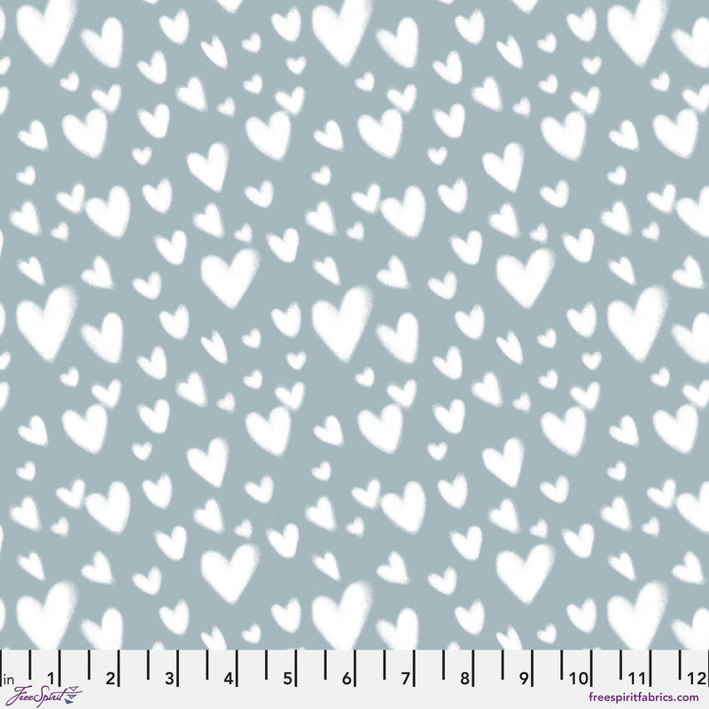 Love Letters PWRH131.BLUE Cloud Hearts by Club Hauer for FreeSpirit.
