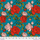 Love Letters PWRH134.TEAL Roses Are Falling by Club Hauer for FreeSpirit.
