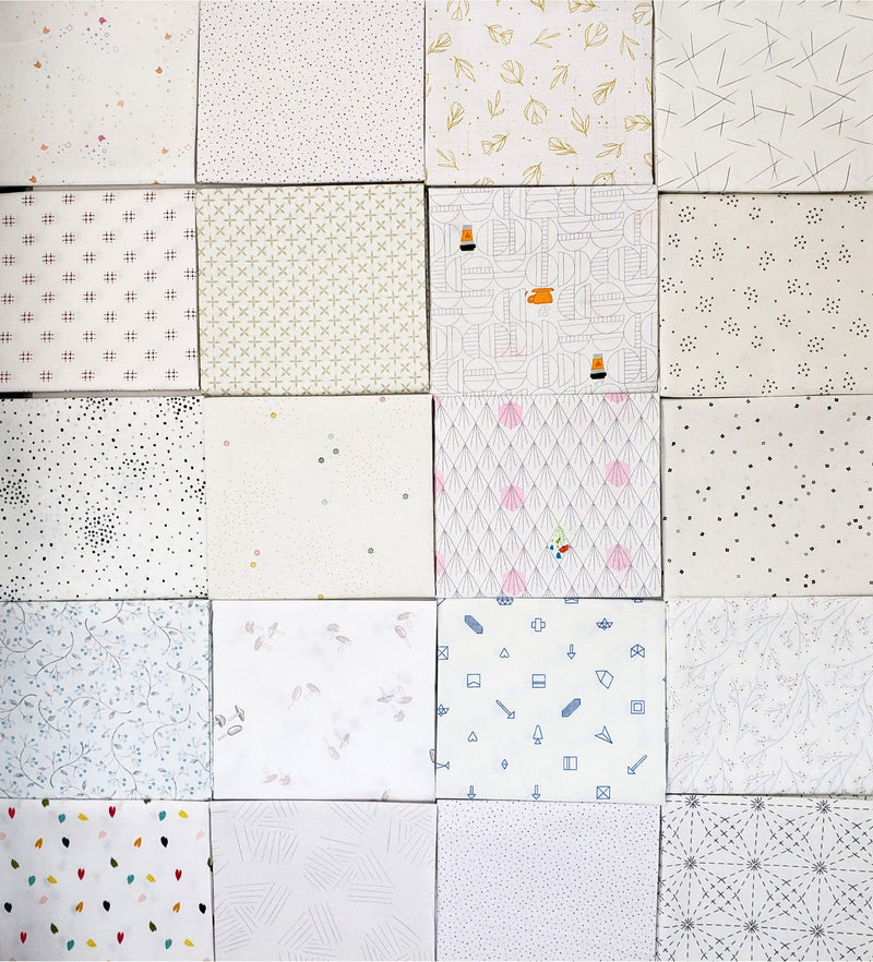 Low Volume Whites Fat Quarter Bundle each fat quarter laid out