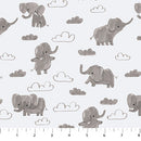 Lucky Day Flannel F90966-90 Gray Elephants by Jillian Philips for FIGO Fabrics