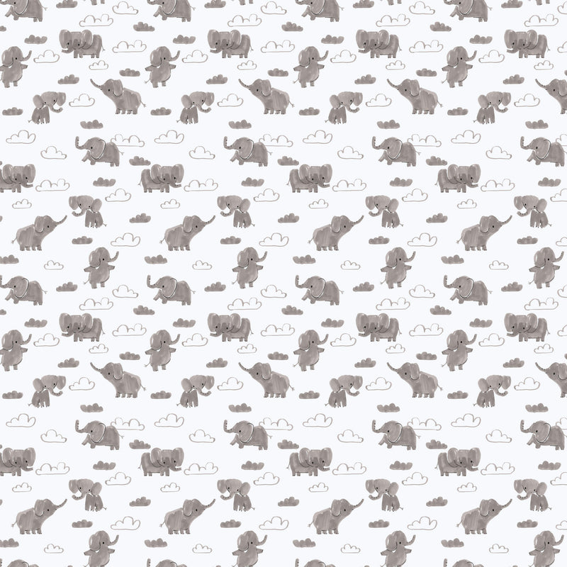 Lucky Day Flannel F90966-90 Gray Elephants by Jillian Philips for FIGO Fabrics