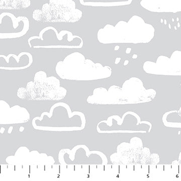 Lucky Day Flannel F90968-90 Gray Clouds by Jillian Philips for FIGO Fabrics