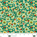 Luminous Haven 4457-67 Aqua Daisies and Ladybugs by JK Stewart Collection for Blank Quilting Corp.