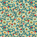 Luminous Haven B-4457-67 Aqua Daisies and Ladybugs by Jk Stewart Collection for Blank Quilting.
