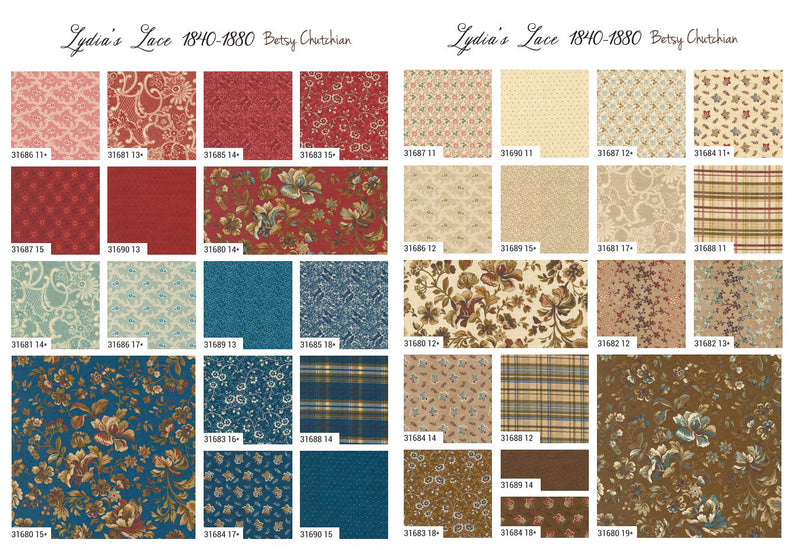 Lydia's Lace 1840-1880 Fat Quarter Bundle 31680AB by Betsy Chutchian for Moda