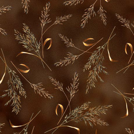 Majestic Wolves 28227-A Brown Wheat by © R. & B. Latham for QT Fabrics