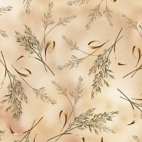 Majestic Wolves 28227-E Cream Wheat by © R. & B. Latham for QT Fabrics