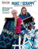 Make it Scrappy with 3-Yard Quilts Book cover featuring two women with quilts and text about scrap-friendly 3-yard quilt patterns.