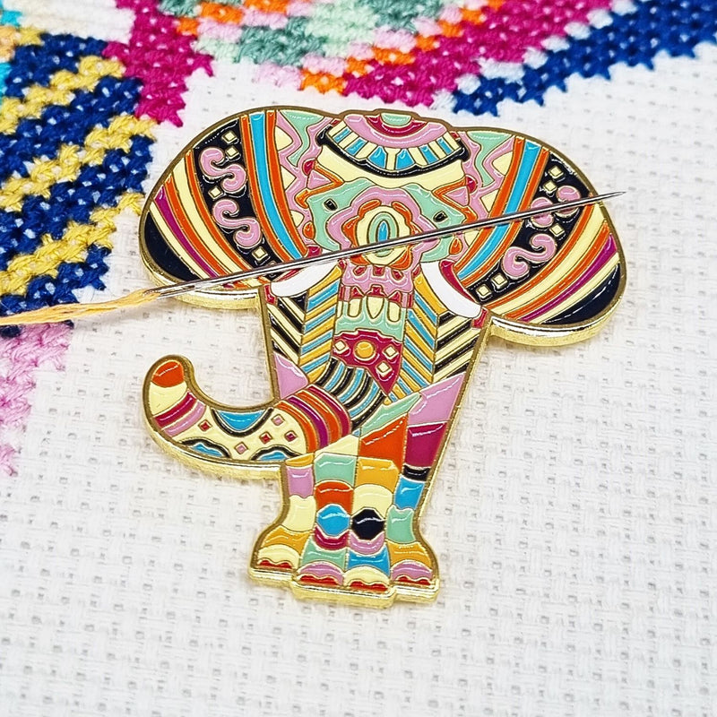 Mandala Elephant Enamel Needle Minder