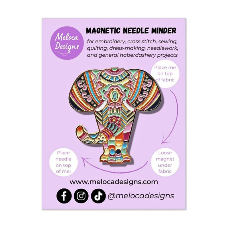 Mandala Elephant Enamel Needle Minder on Backing Card