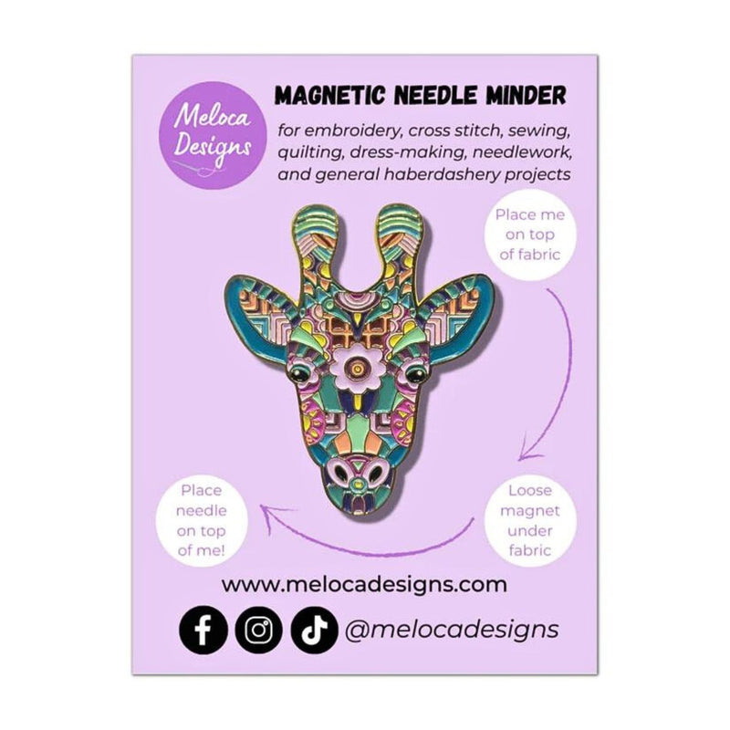 Mandala Giraffe Enamel Needle Minder on Backing Card