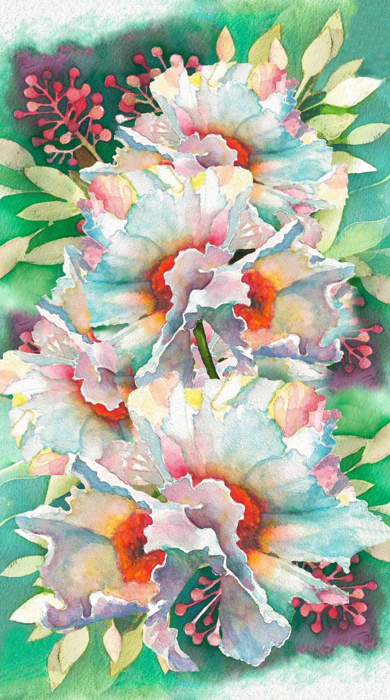 Matilija Poppy Panel 28700-X Floral Panel by Desiree's Designs for QT Fabrics