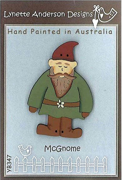McGnome Hand Painted Wooden Button by Lynette Anderson for Lynette Anderson Designs