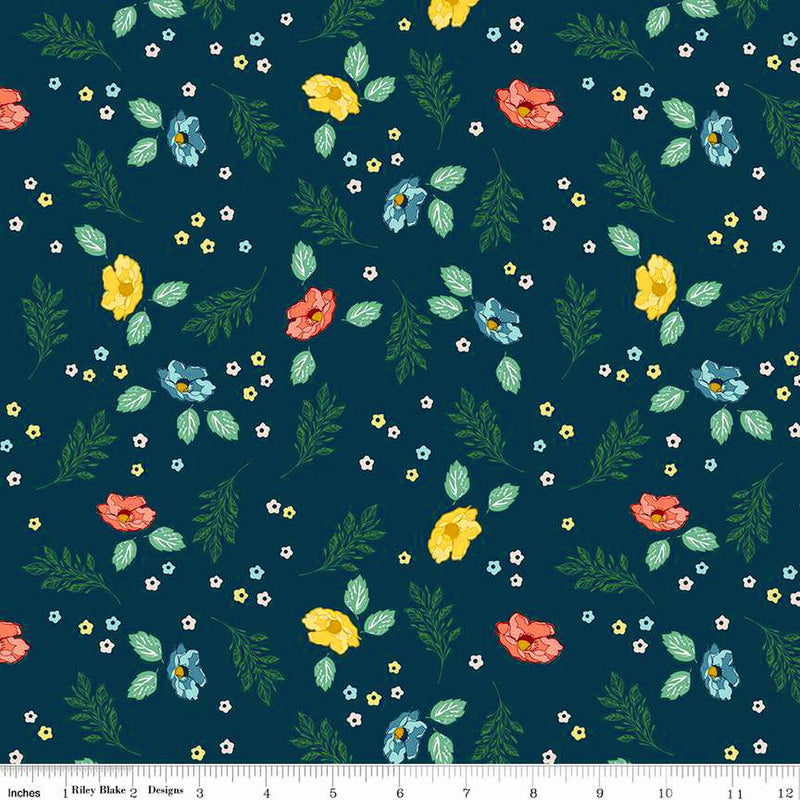 Melody C15142-COLONIAL Colonial Blue Flower Fields by Beverly McCullough for Riley Blake Designs