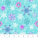 Merry and Bright 26971-64 Snowflakes Turquoise Multi by Michel Zindell Designs for Northcott