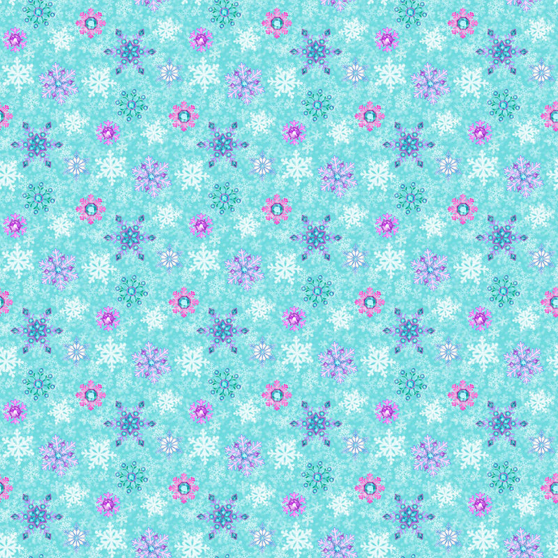 Merry and Bright 26971-64 Snowflakes Turquoise Multi by Michel Zindell Designs for Northcott