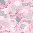 Mia Birds & Elephants Flannel 12428-BLUSH-DR by 3 Wishes Fabric
