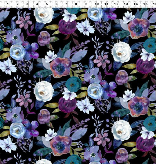 Midnight Dreams Y4232-3 Black Digital Garden by Melissa Polomsky for Clothworks