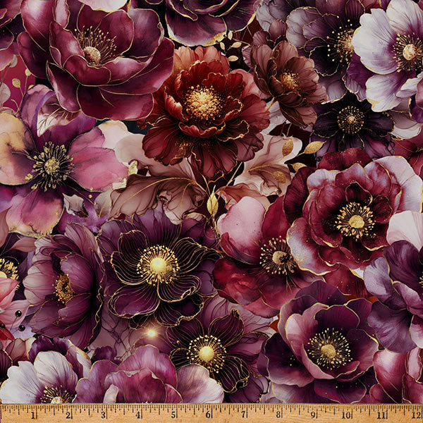 Midnight Flora X5696-38 Burgundy by Hoffman Fabrics