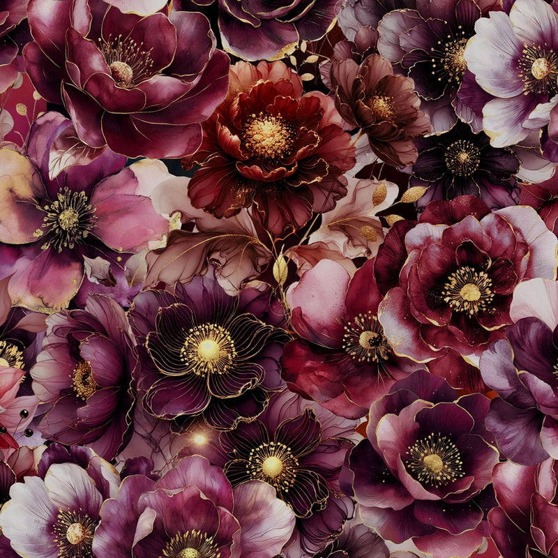 Midnight Flora X5696-38 Burgundy by Hoffman Fabrics