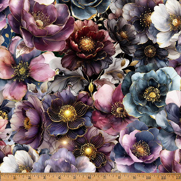 Midnight Flora X5696-701 Deep Amethyst by Hoffman Fabrics