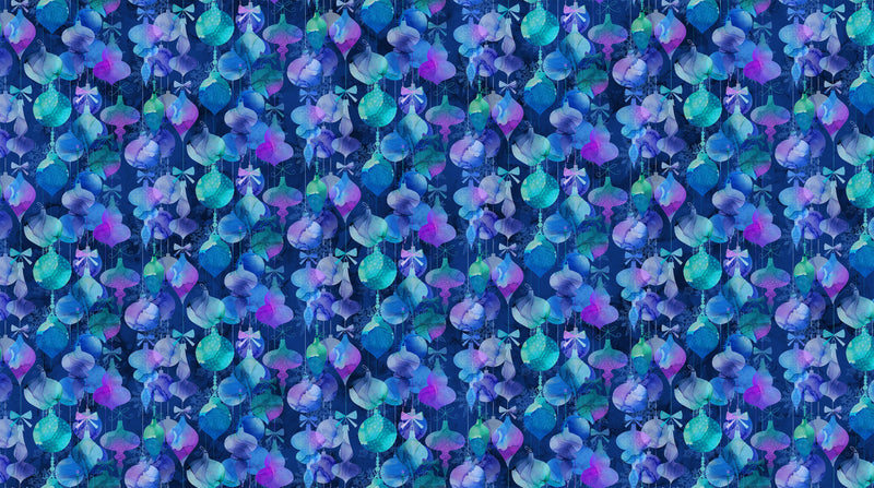 Midwinter Magic DP28232-48 Dk Blue Multi Baubles by Deborah Edwards and Melanie Samra for Northcott