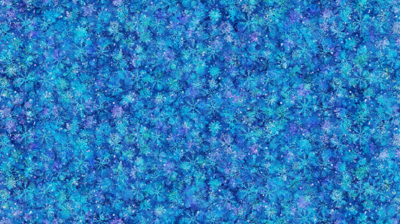 Midwinter Magic DP28235-46 Md Blue Multi Snowflakes by Deborah Edwards and Melanie Samra for Northcott
