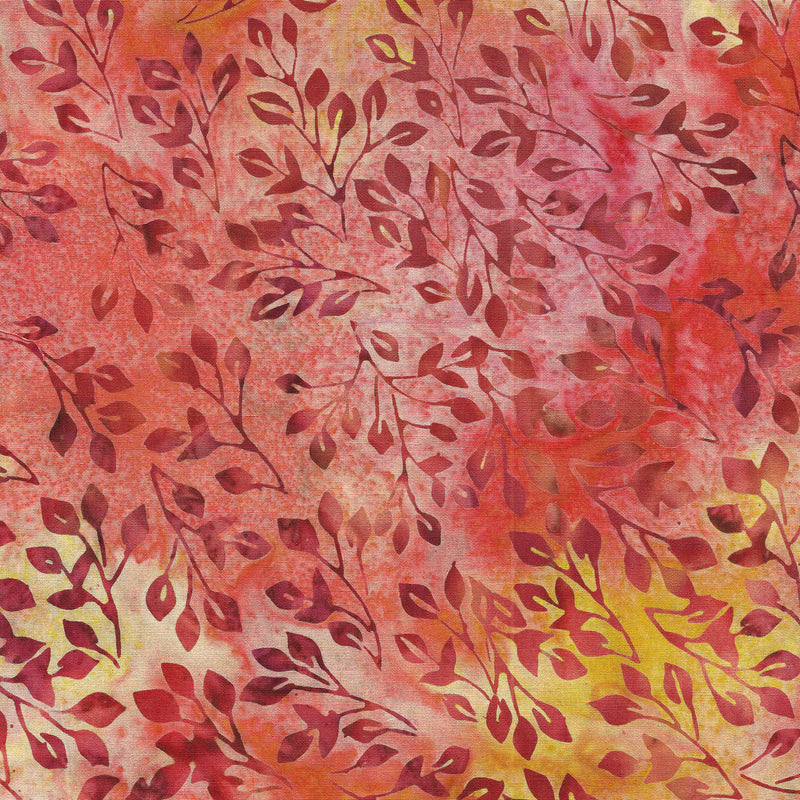 Monarch Batik 122353872 Leafy Branch Multi Orange Pink by Island Batik