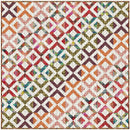 Morning Glory colorful quilt with geometric pattern on a white background.