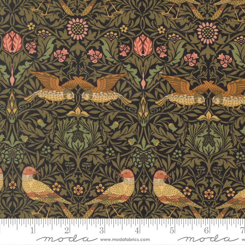 Morris Muse 13381-16 Ebony Birds Damask by Barbara Brackman for Moda