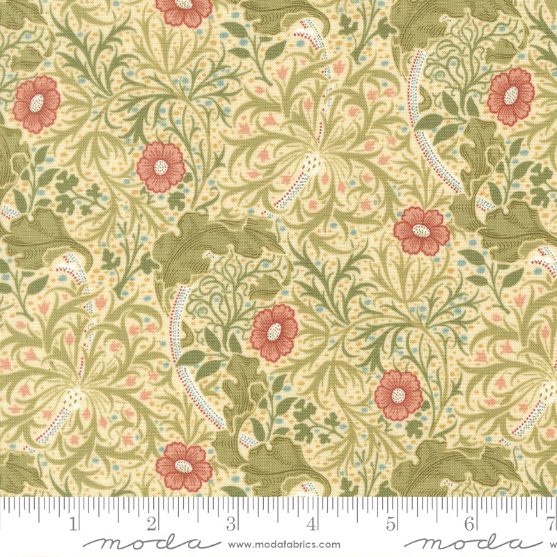 Morris Muse 13382-11 Parchment Seaweed by Barbara Brackman for Moda