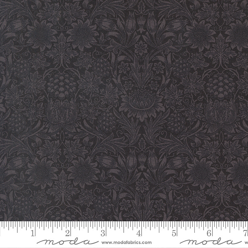 Morris Muse 13386-15 Ebony Sunflower Damask by Barbara Brackman for Moda
